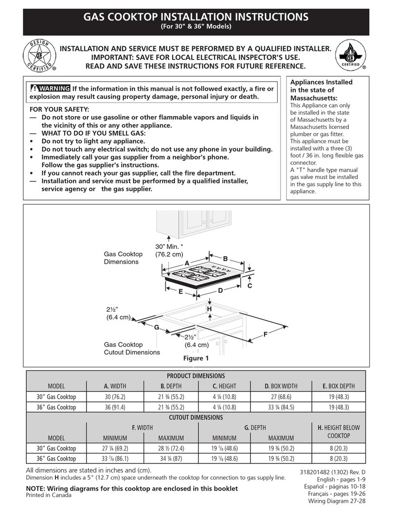 Frigidaire GAS COOKTOP User manual Frigidaire GAS COOKTOP User manual
