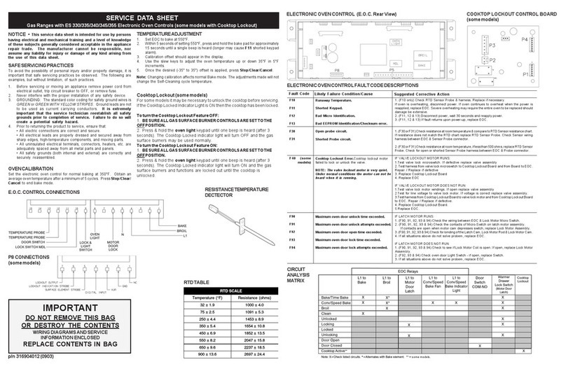 Frigidaire FGGF3031K Service User guide