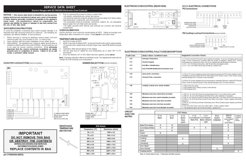 Frigidaire FGEF3032K Service User guide Frigidaire FGEF3032K Service User guide