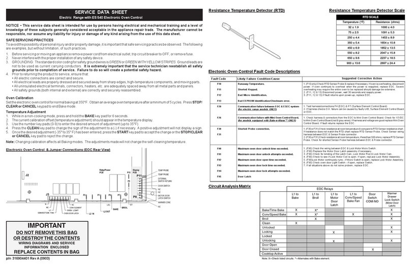 Frigidaire FGEF3034KB - Gallery - Convection Range User guide Frigidaire FGEF3034KB - Gallery - Convection Range User guide