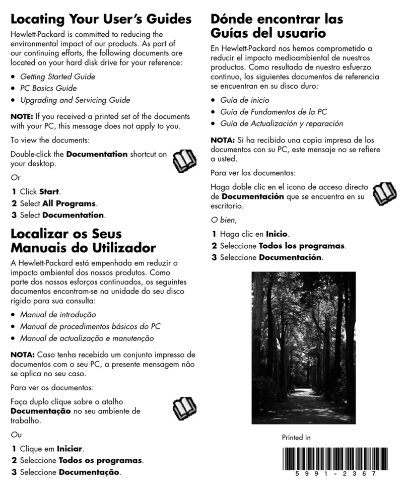 HP Pavilion t3100 - Desktop PC User manual