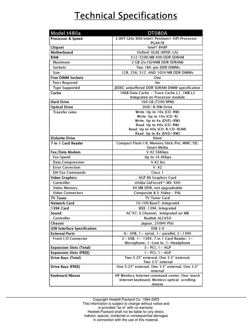 HP Pavilion t400 - Desktop PC Instruction manual