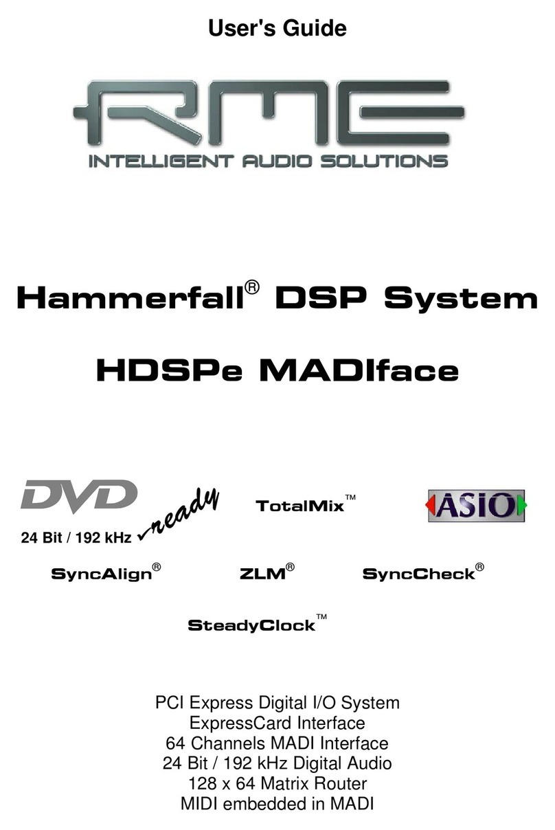 RME Audio Hammerfall HDSPe MADIface user guide