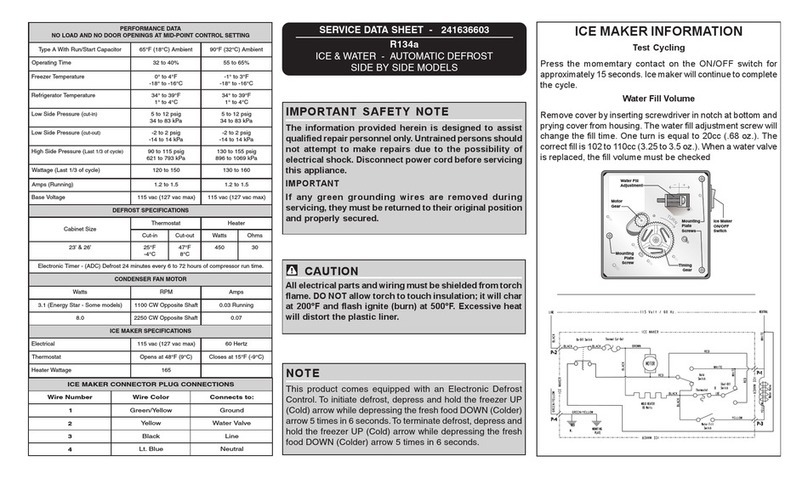Frigidaire FRS6L9EFSS4 Service Service data sheet