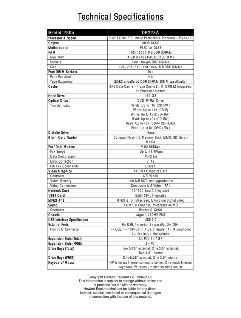HP Pavilion t200 - Desktop PC User manual