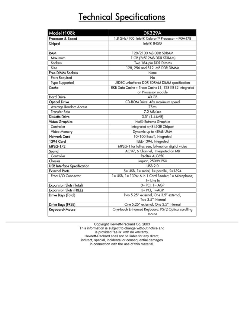 HP Pavilion t100 - Desktop PC User manual