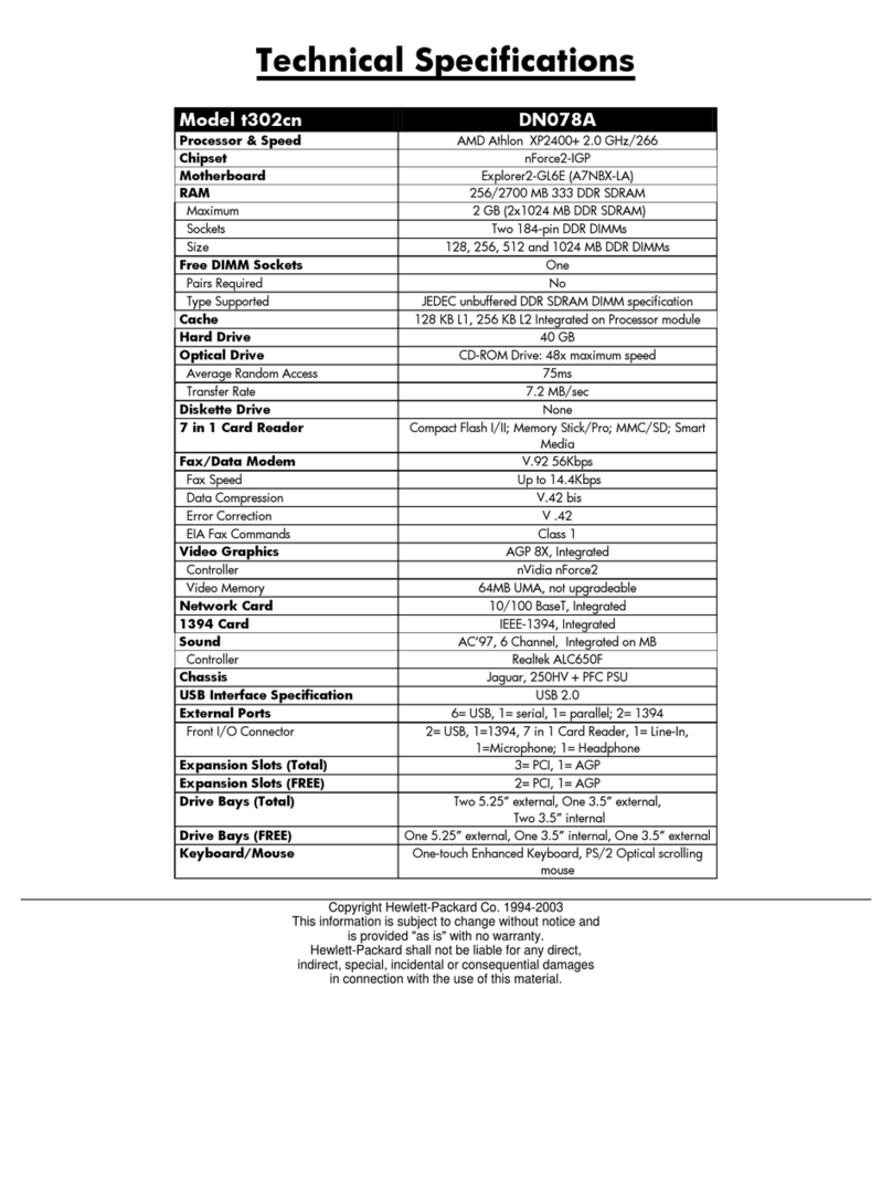 HP Pavilion t300 - Desktop PC User manual