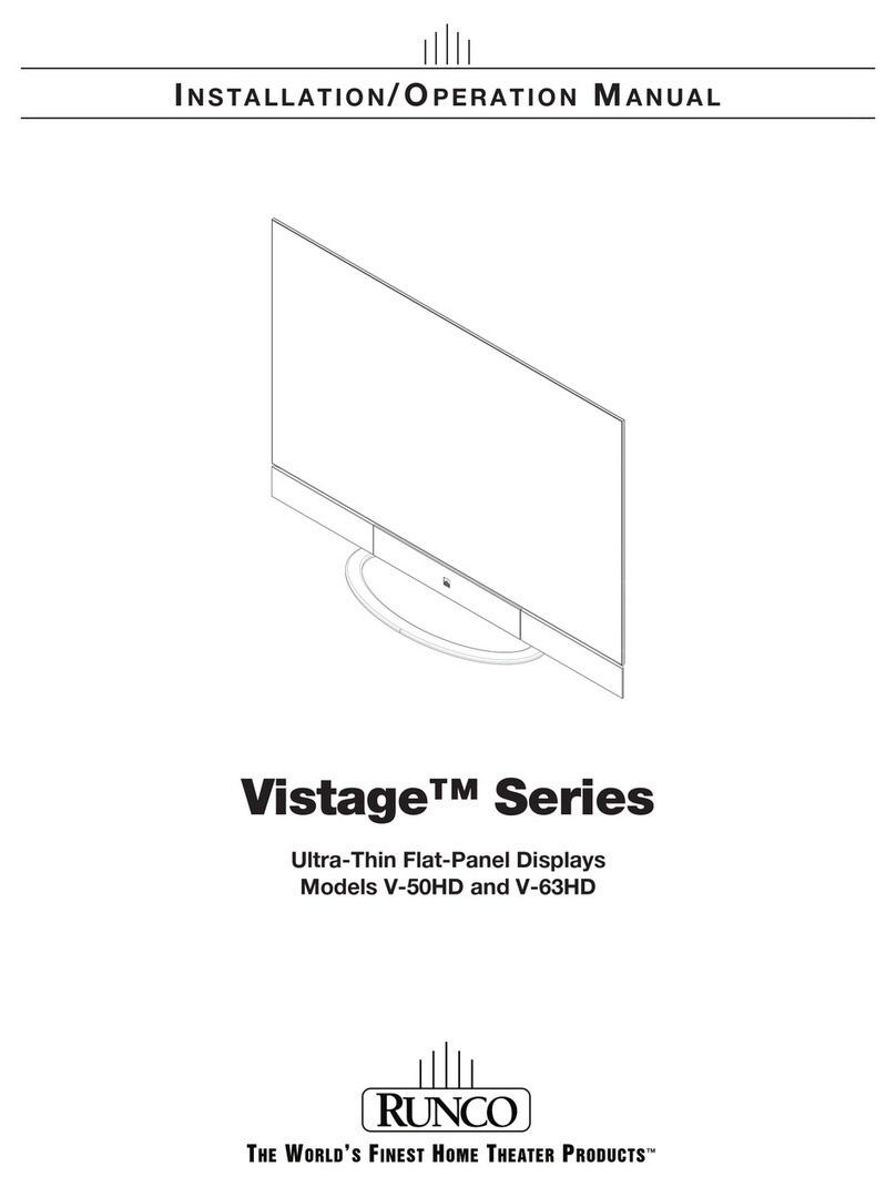 Runco VISTAGE V-63HD Operation manual