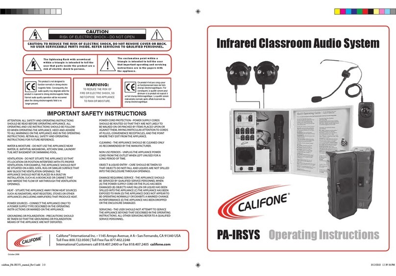 Califone PA-IRSYS operating instructions