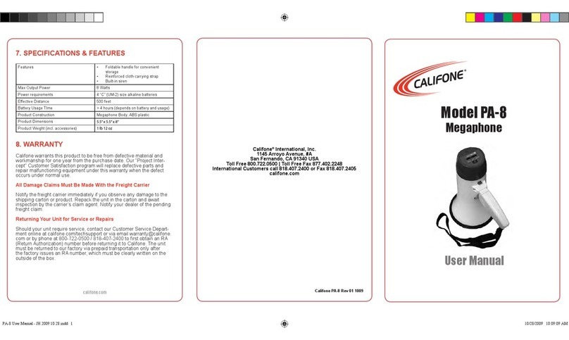 Califone PA-8 User manual
