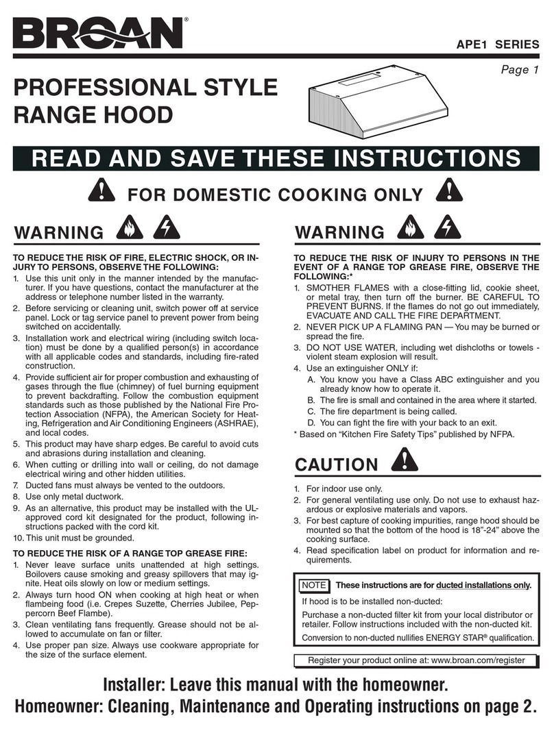 Broan APE1 SERIES User manual