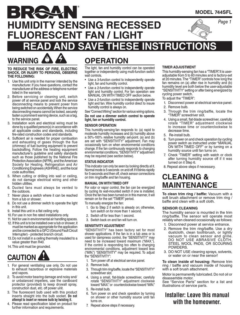 Broan 744SFL instructions