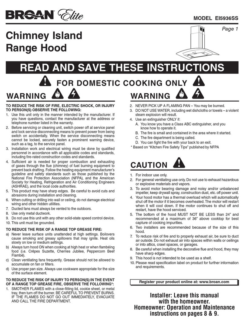Broan Elite EI5936SS User manual