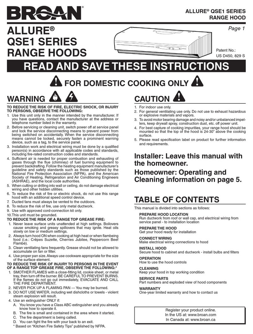 Broan QSE1 SERIES user manual