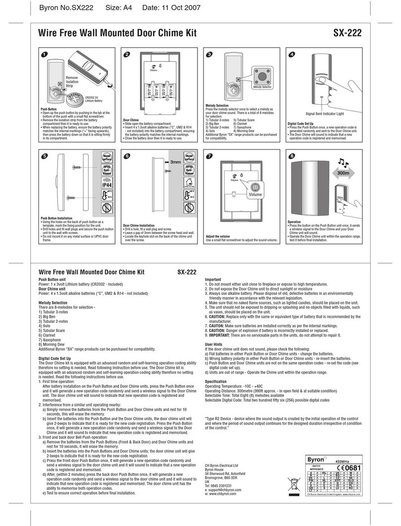Byron SX-222 Installation and operation instruction