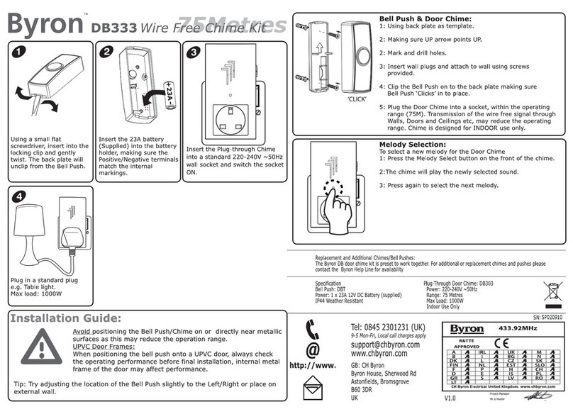 Byron DB333 Installation and operation instruction