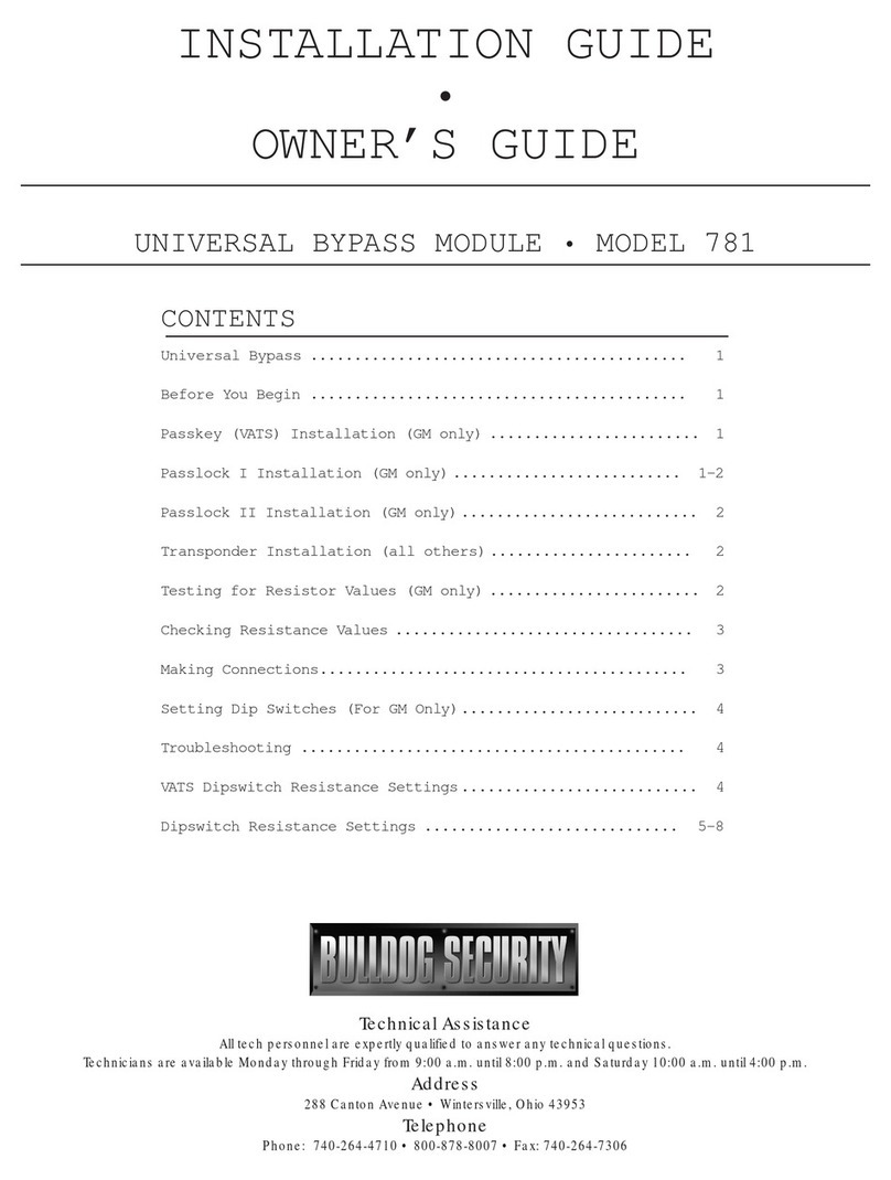 Bulldog Security 781 Installation and owner's guide