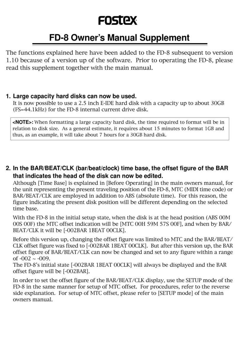Fostex FD-8 Supplement owner's manual