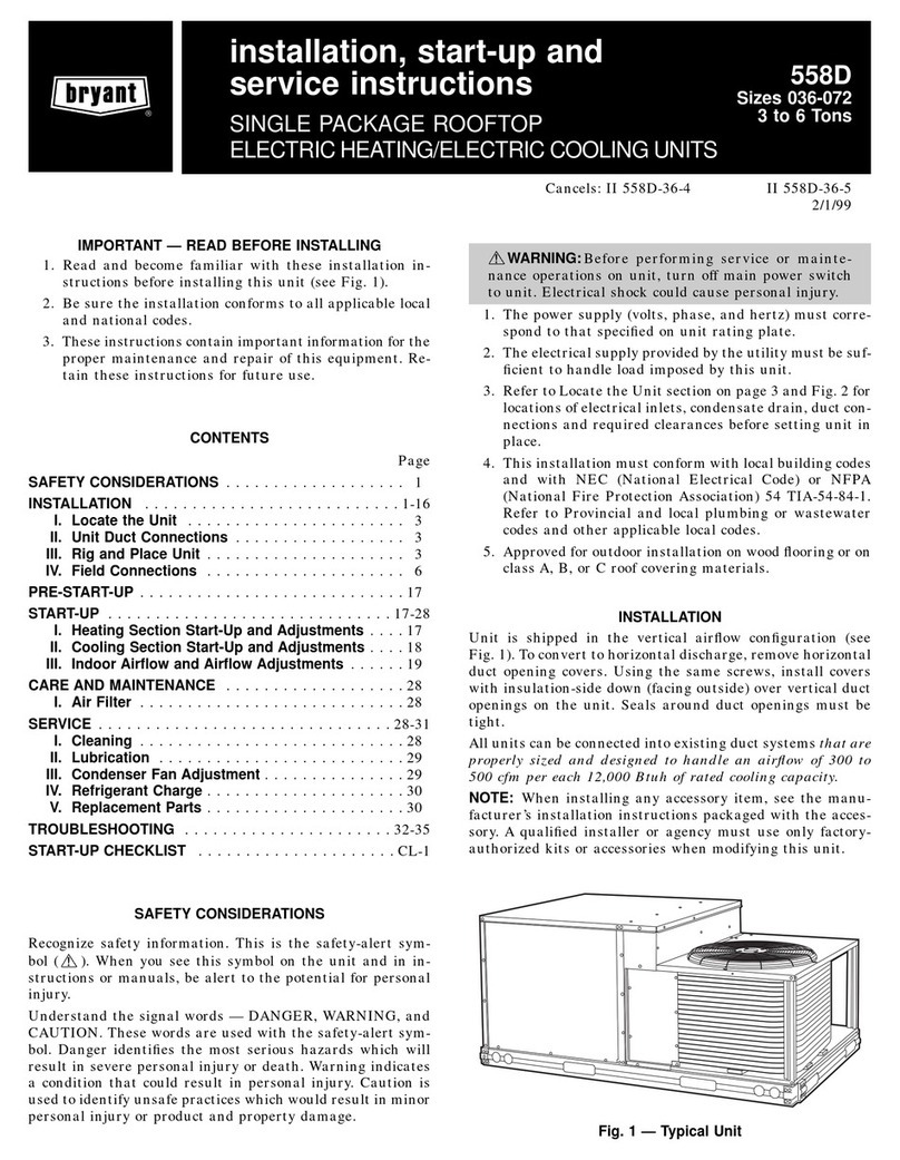 Bryant 558D Dimensions and installation guide