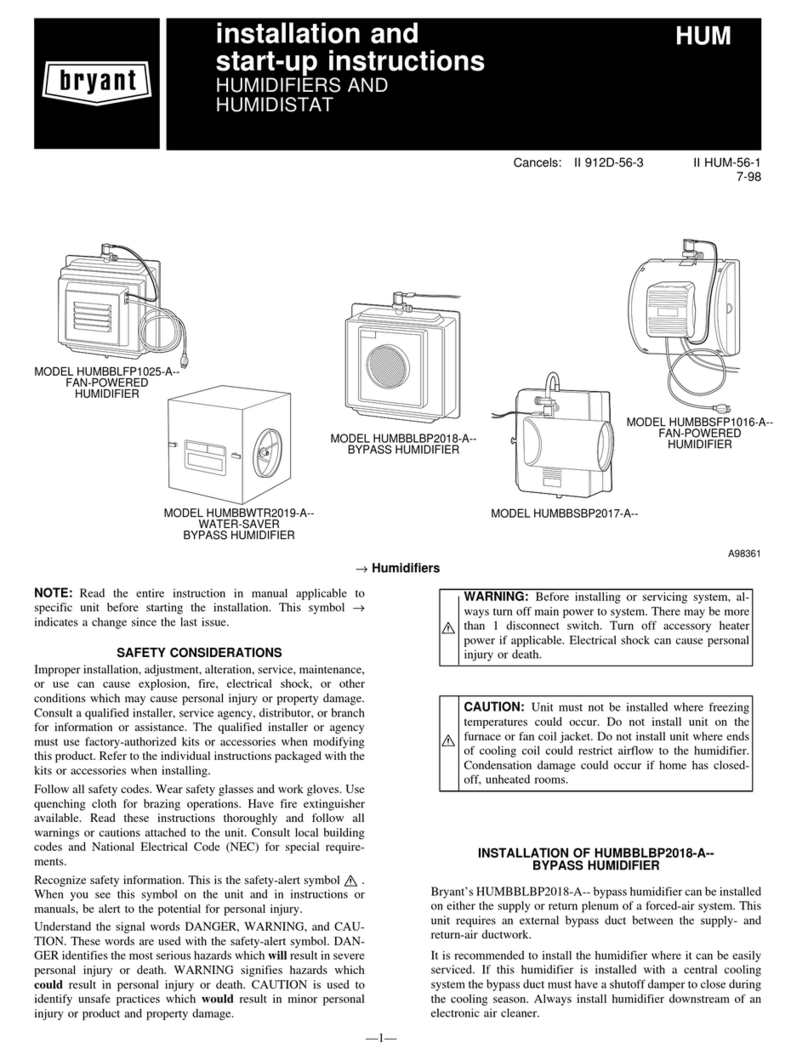 Bryant HUM Installation and start-up instructions