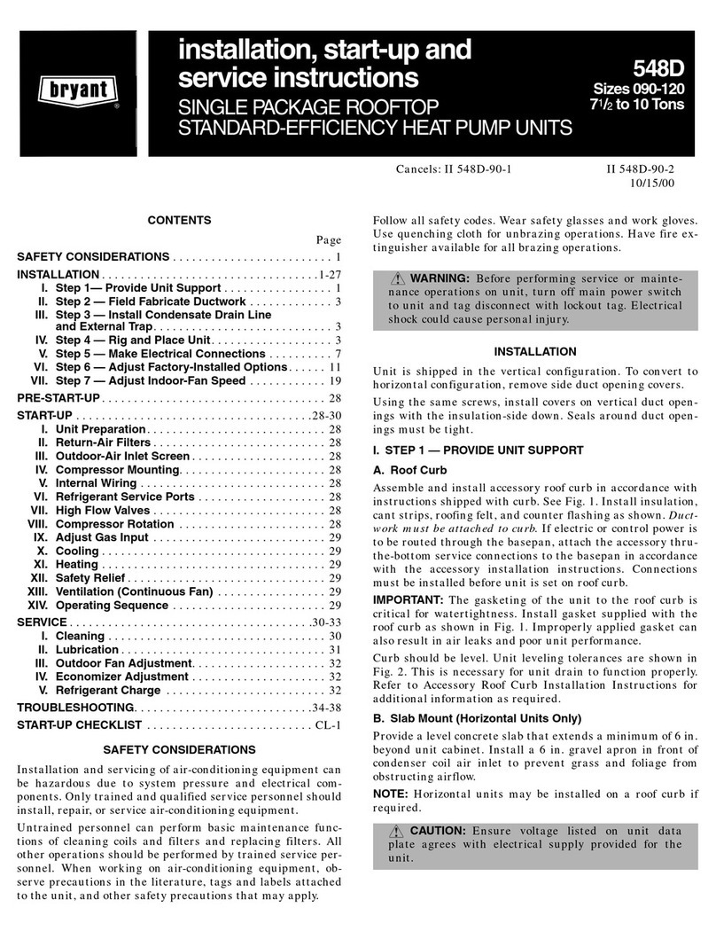 Bryant 548D Dimensions and installation guide