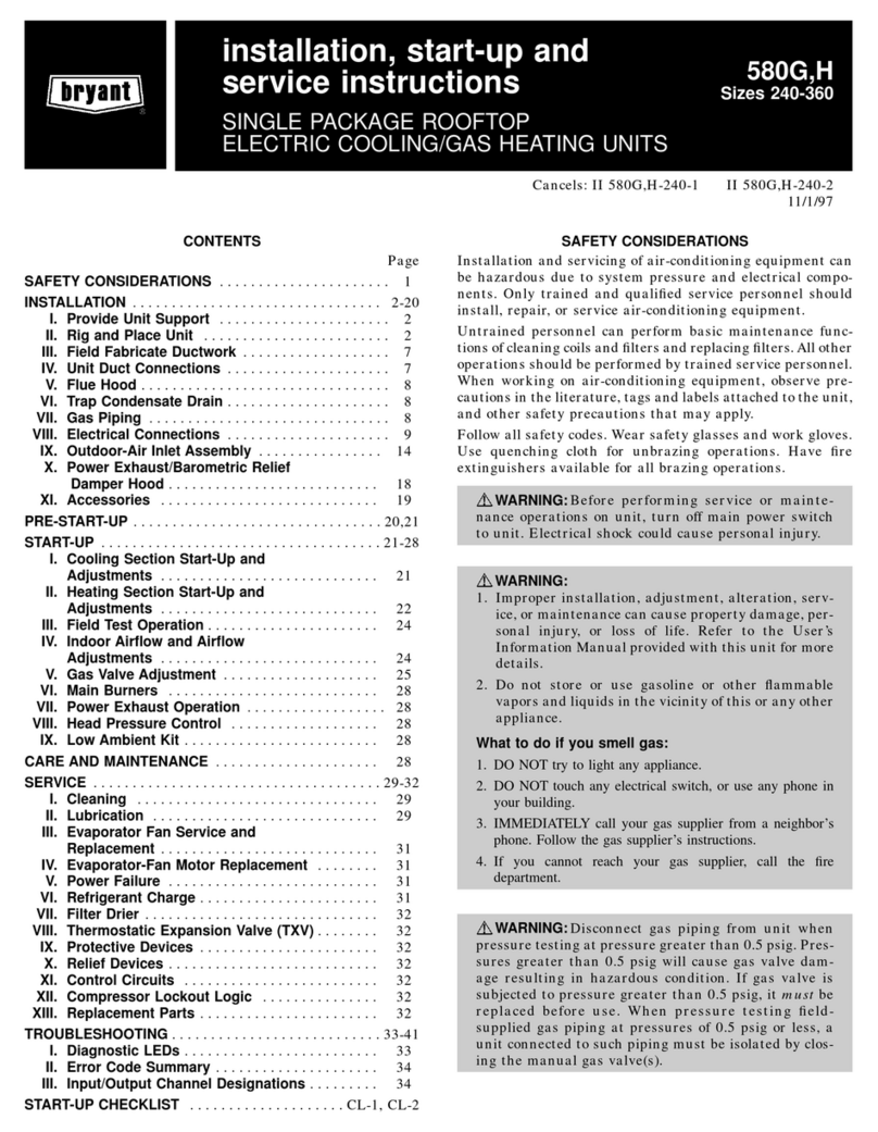 Bryant 580G Dimensions and installation guide Bryant 580G Dimensions and installation guide