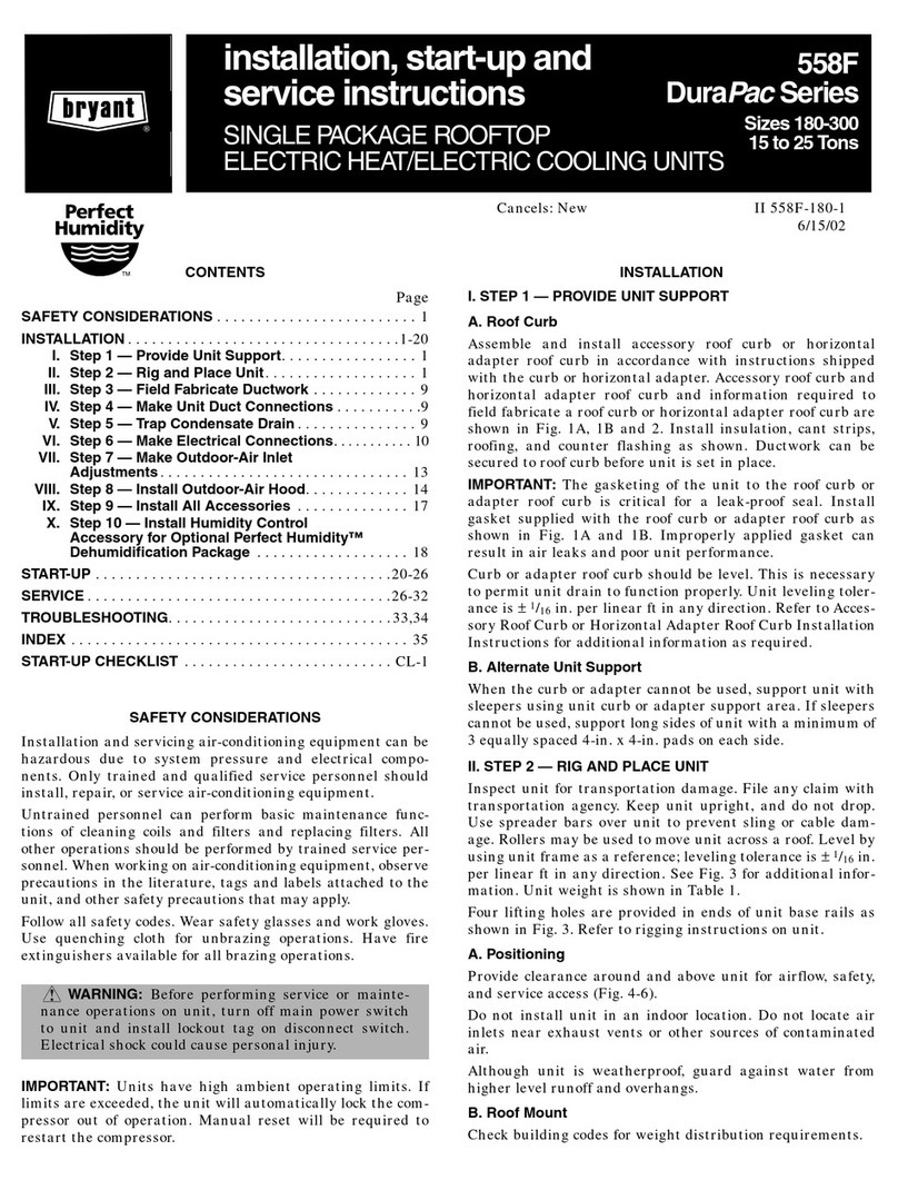 Bryant DURAPAC 558F Installation and maintenance instructions