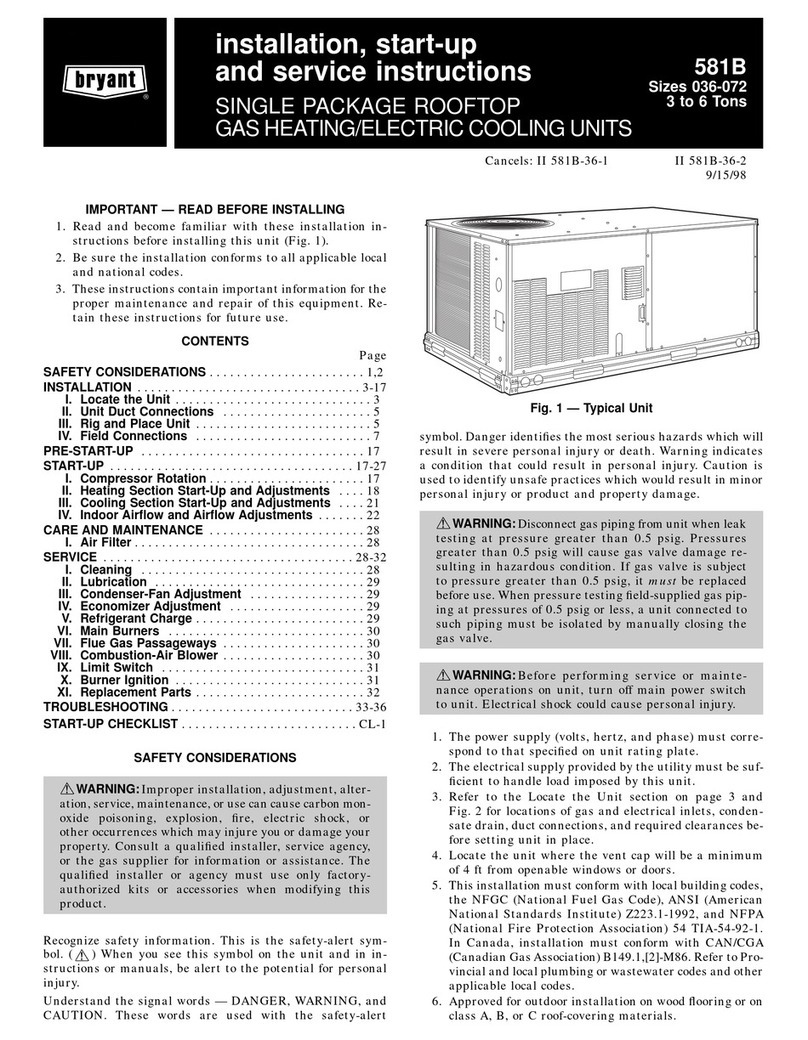 Bryant 581B Installation and maintenance instructions