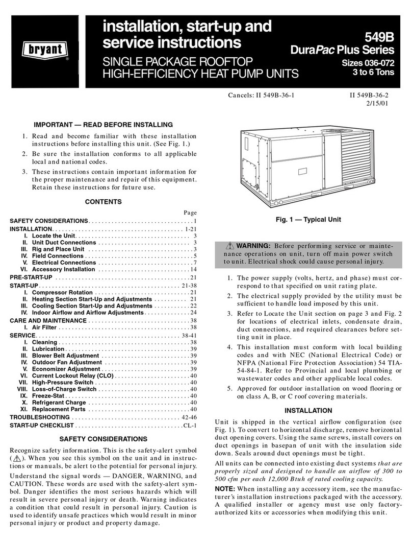 Bryant 549B Series Installation, Start-Up and Service Instructions Bryant 549B Series Installation, Start-Up and Service Instructions
