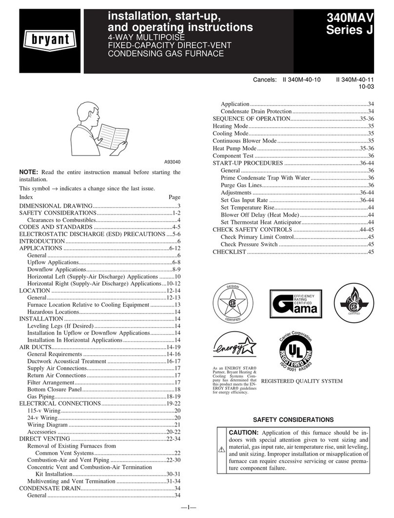 Bryant CONDENSING GAS FURNACE 340MAV Instructions and recipes
