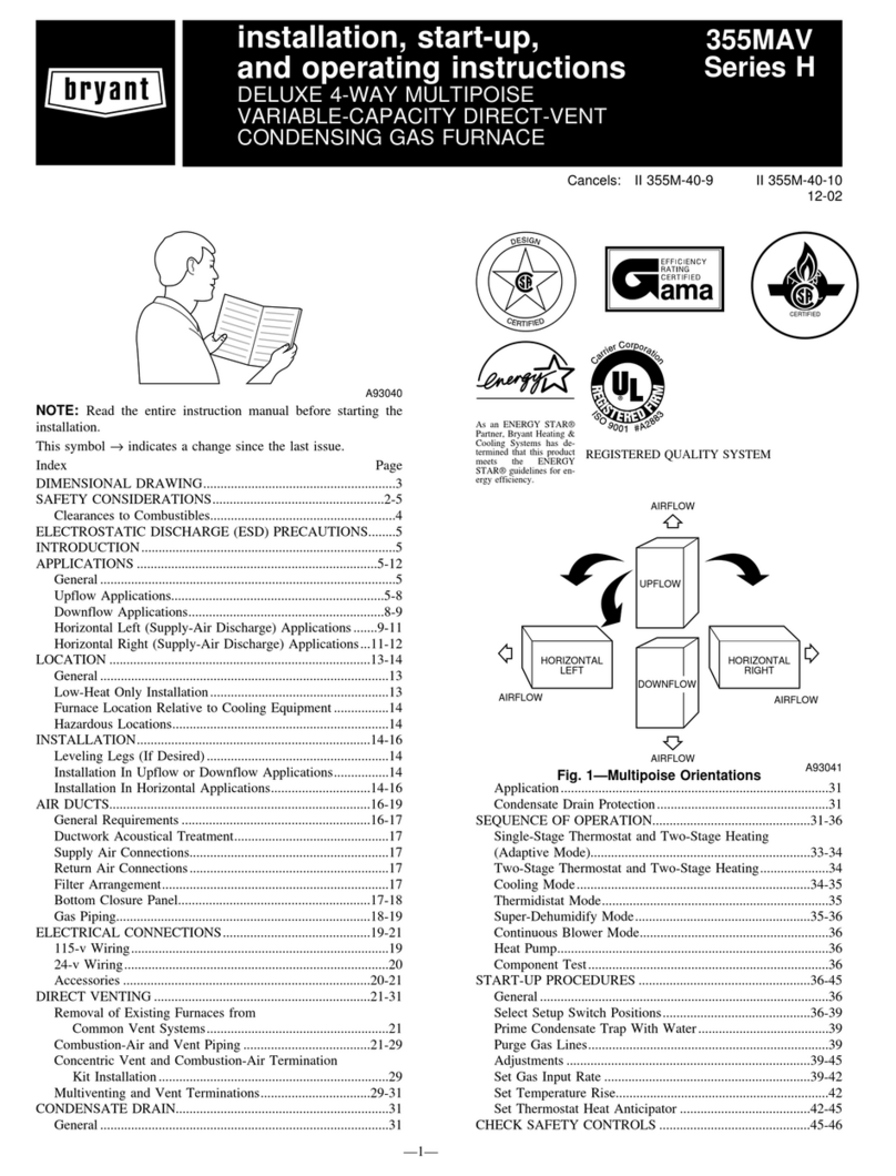 Bryant CONDENSING GAS FURNACE 355MAV Instructions and recipes
