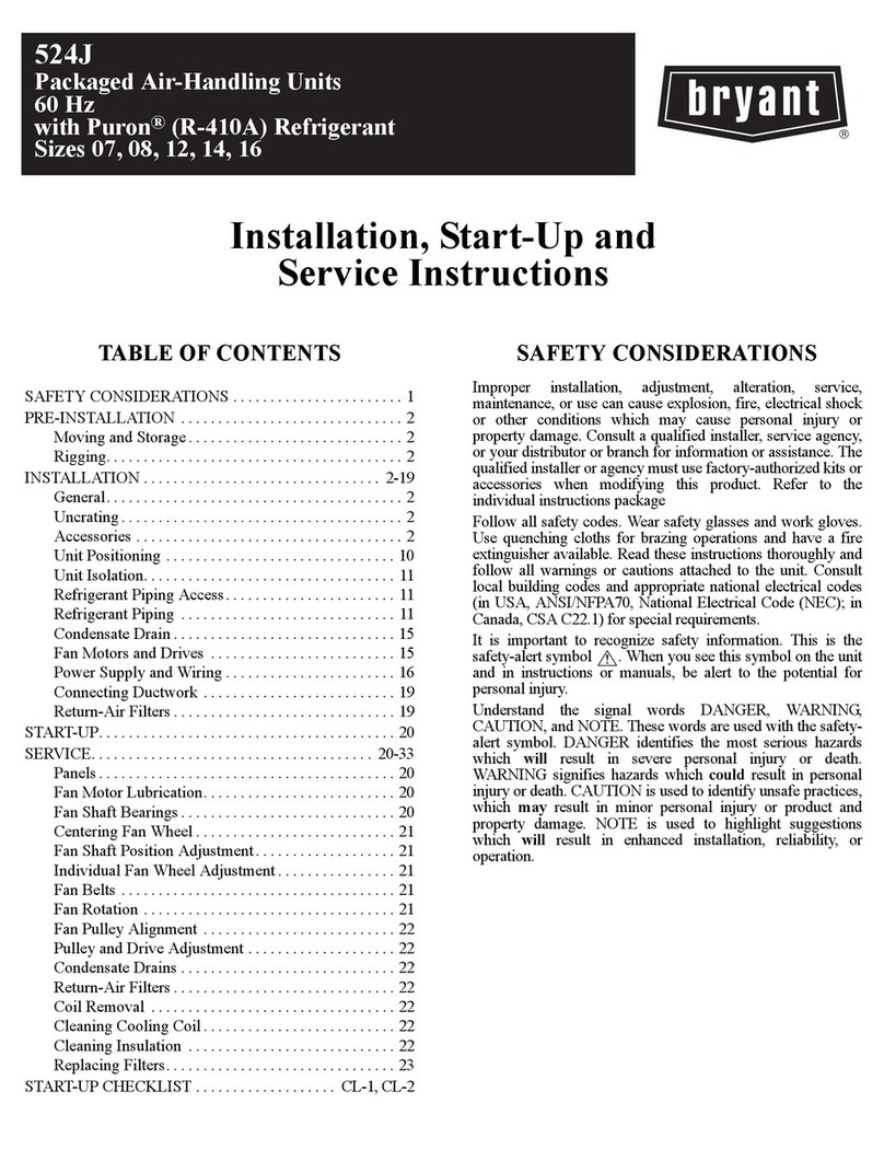 Bryant 524J Series Dimensions and installation guide