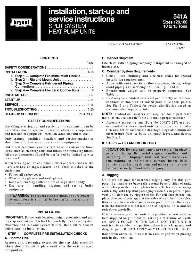 Bryant 541A Installation, Start-Up and Service Instructions