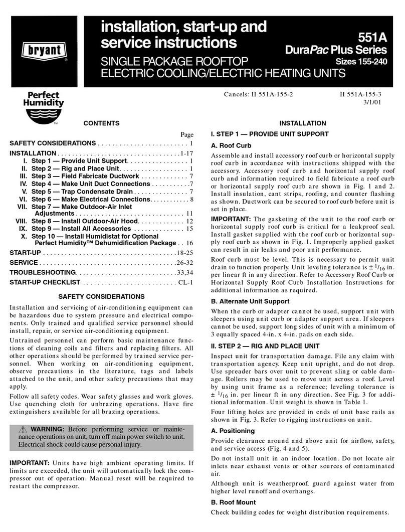 Bryant 551A Dimensions and installation guide Bryant 551A Dimensions and installation guide