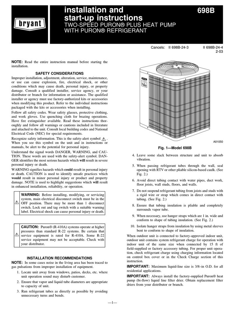 Bryant 698B Installation and start-up instructions