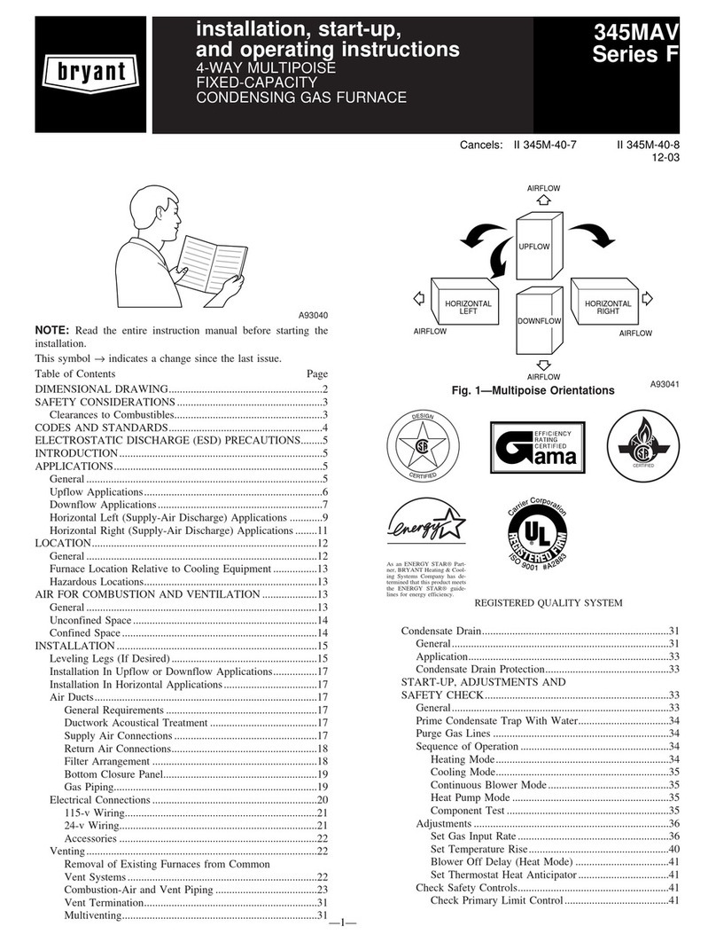 Bryant 345MAV Installation, start-up, and operating instructions Bryant 345MAV Installation, start-up, and operating instructions