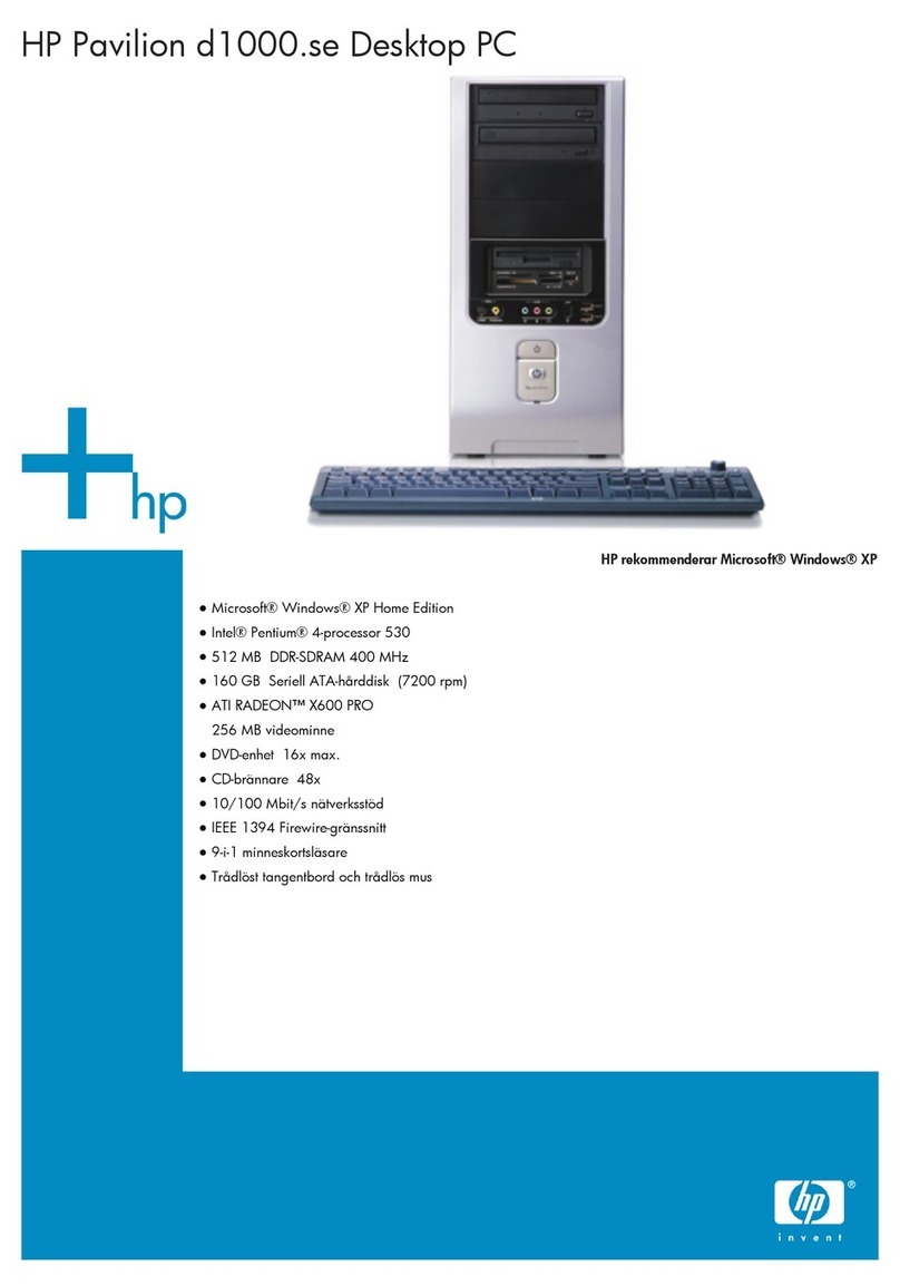 HP Pavilion d1000 - Desktop PC specification