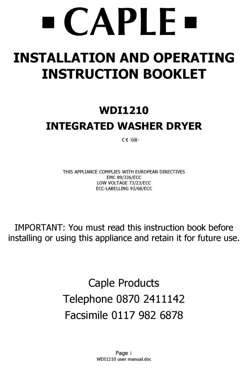 Caple WDI1210 Installation and operating instruction booklet