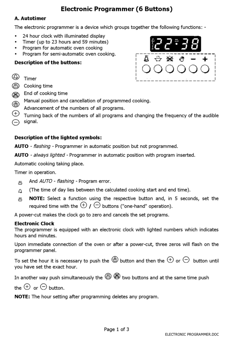 Caple Oven Electronic Programmer User manual