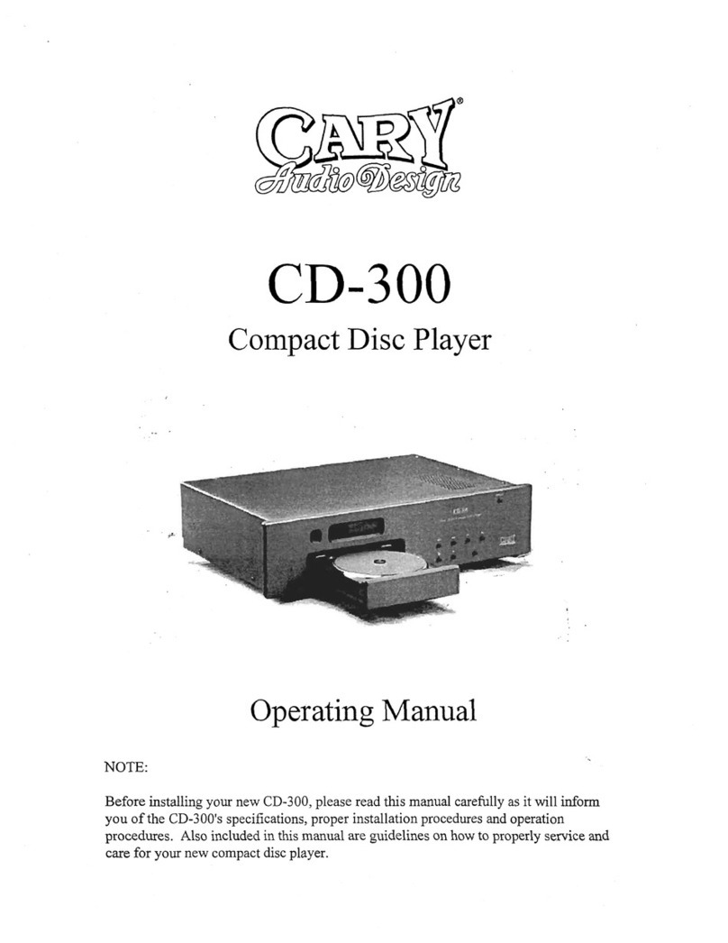 Cary Audio Design CD 300 Setup and operating manual