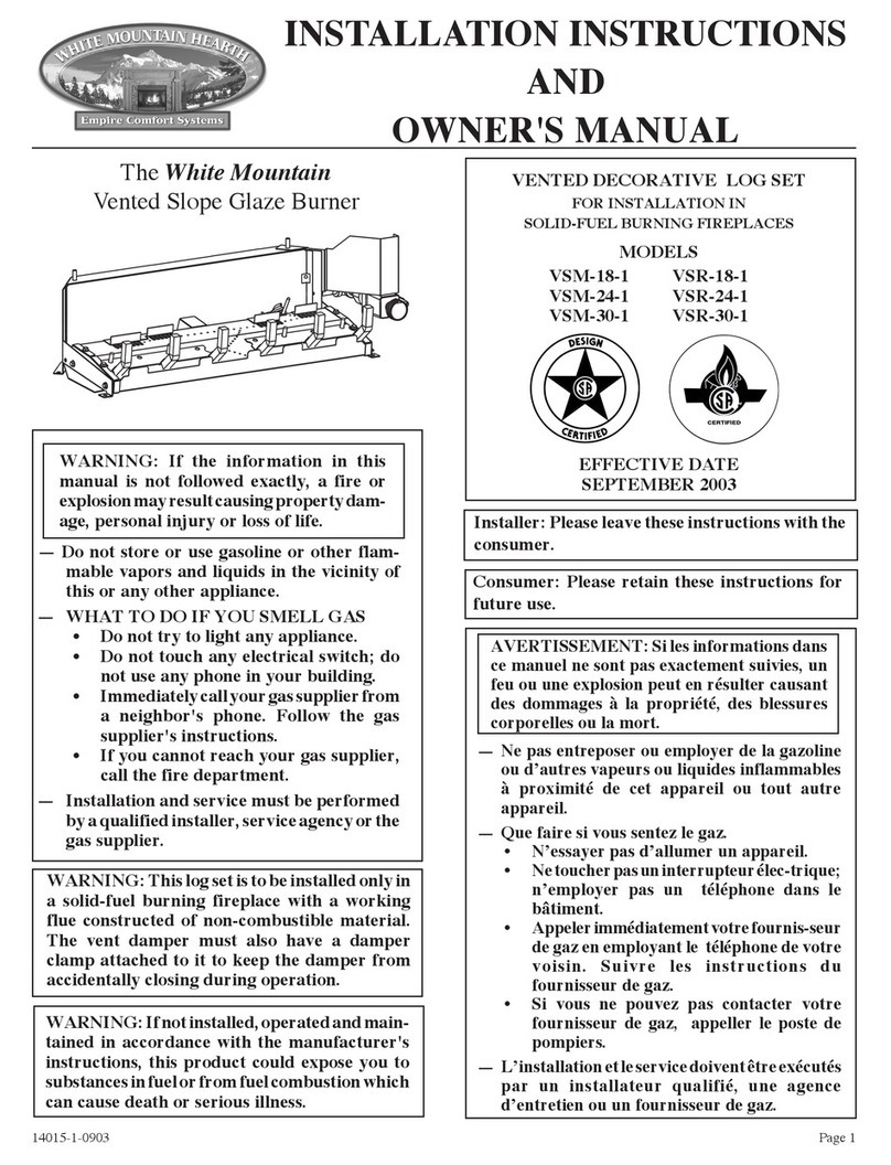 White Mountain Hearth VSM-18-1 Installation instructions and owner's manual White Mountain Hearth VSM-18-1 Installation instructions and owner's manual