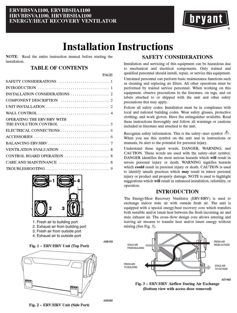Bryant ERVBBSVA1100 installation instructions