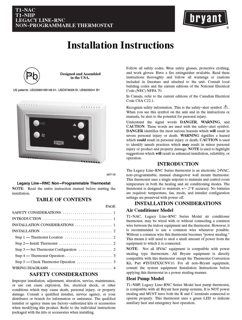 Bryant LEGACY LINE-RNC T1-NAC User manual