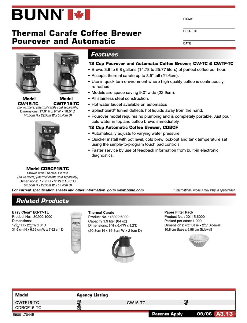 Bunn CW15-TC User manual