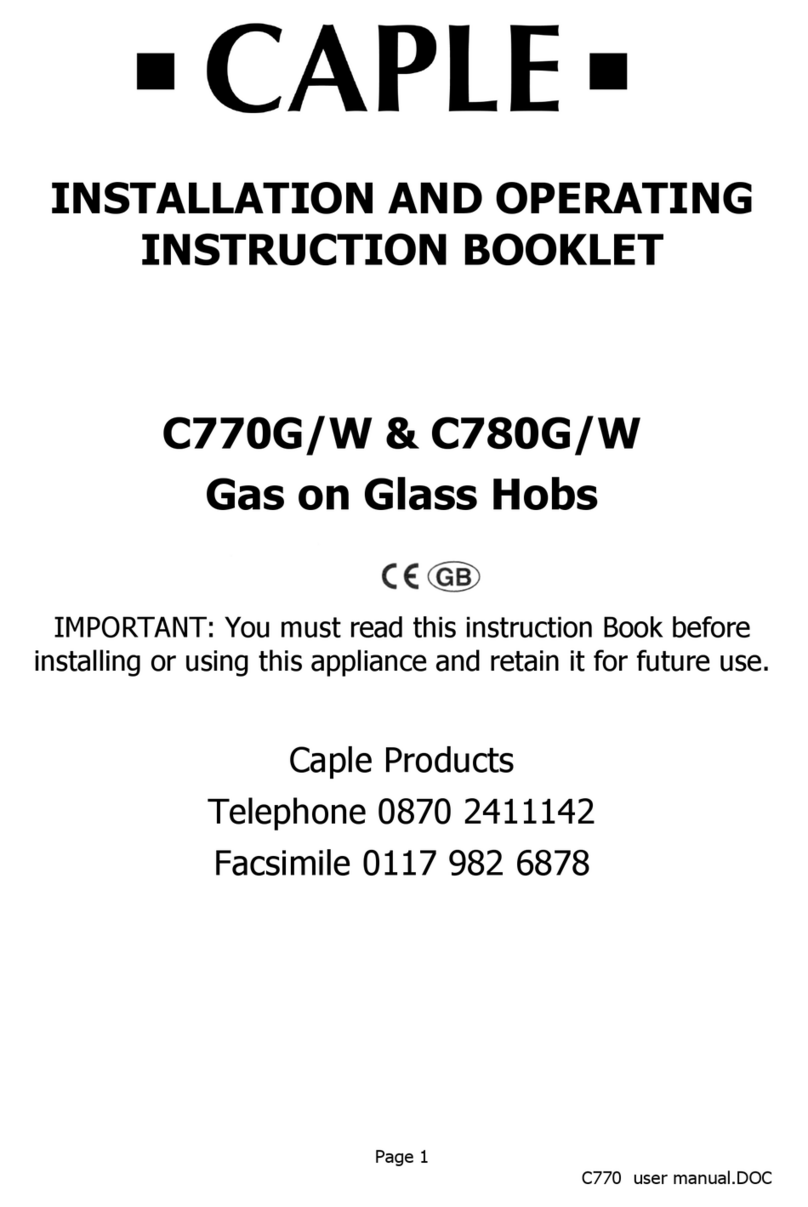 Caple C770G/W Installation and operating instruction booklet