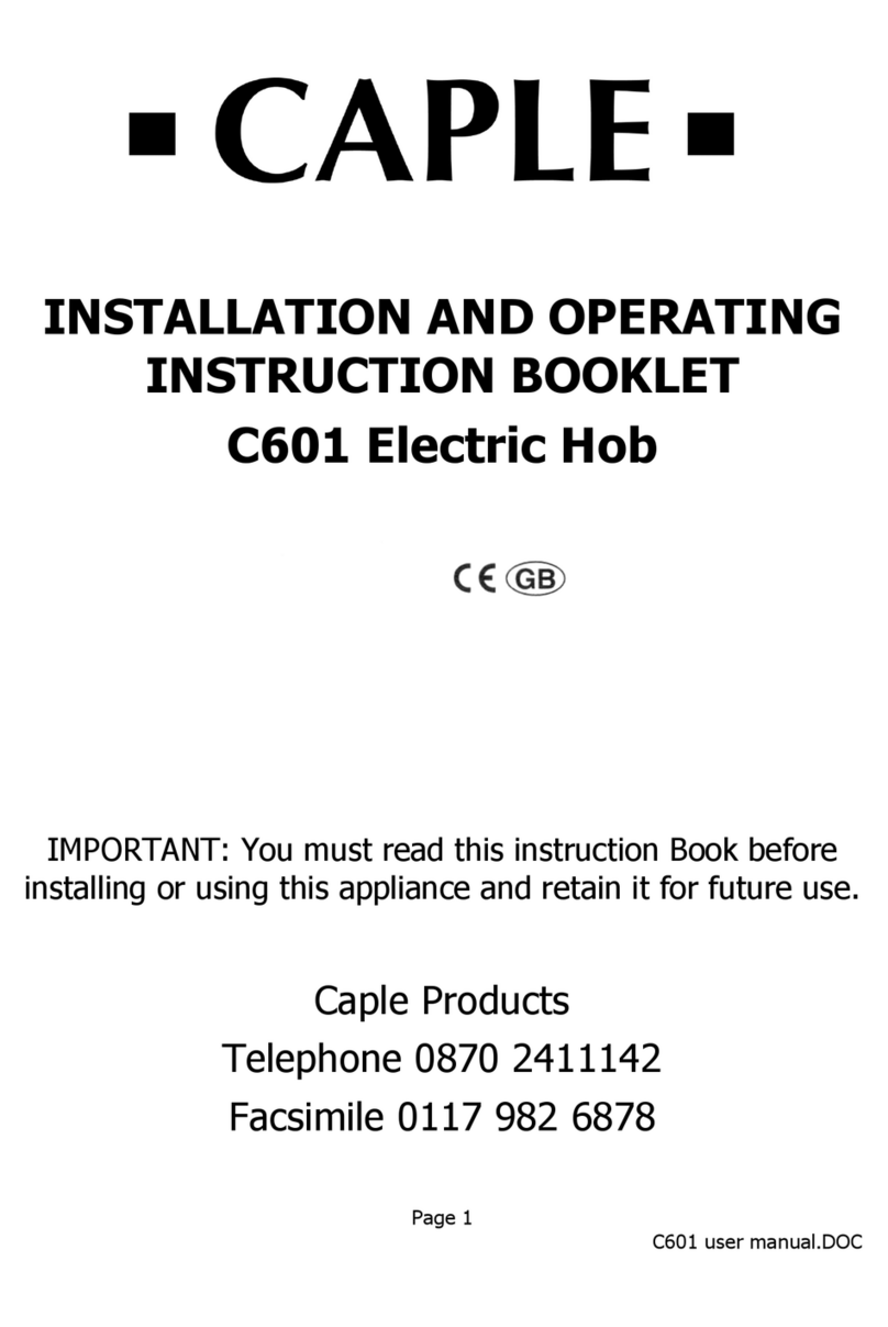 Caple C601 Installation and operating instruction booklet