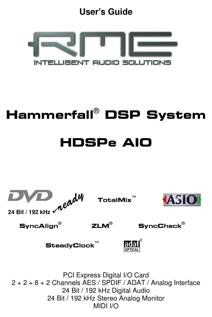 RME Audio Hammerfall HDSPe AIO user guide