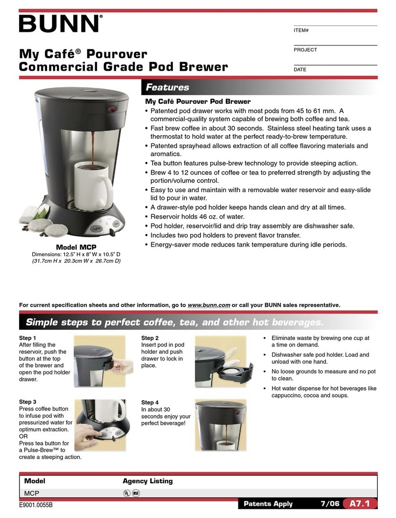 Bunn My Cafe MCP User manual