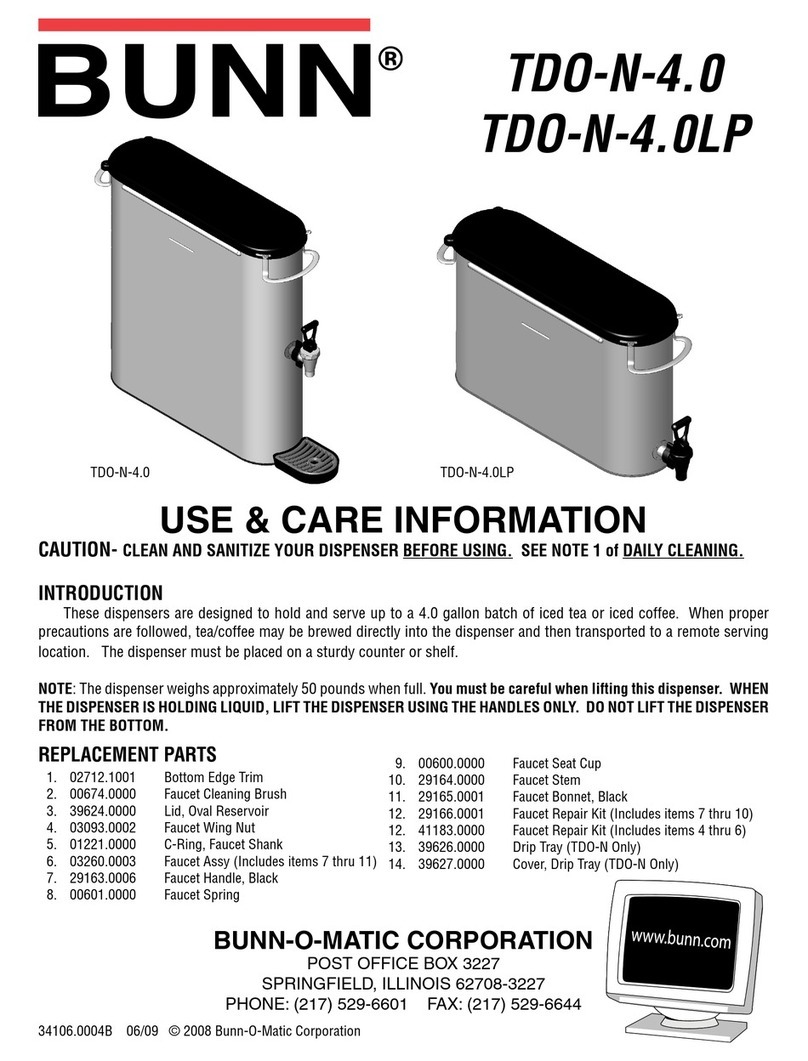 Bunn TDO-N-4.0 Use & care information