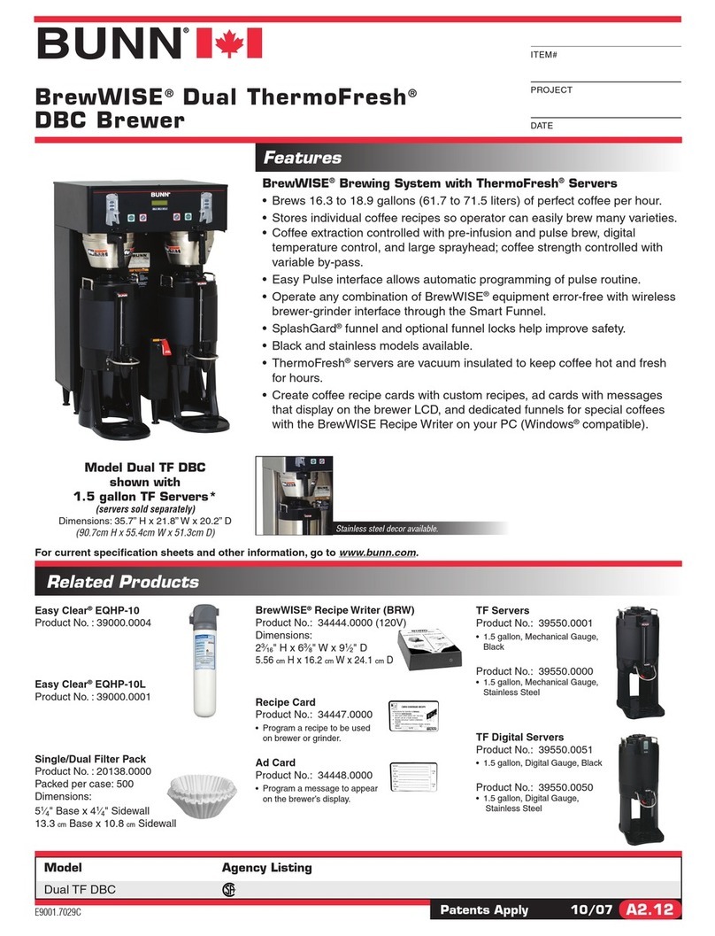 Bunn Single TF DBC User manual